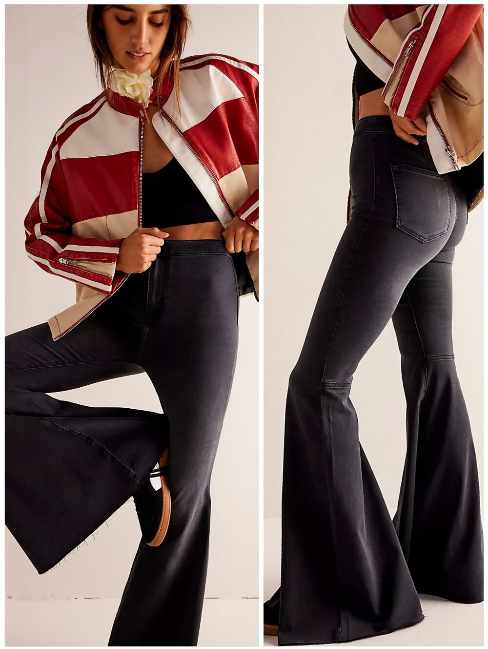 Free People Float On Ultra Flare Black Jeans, 29